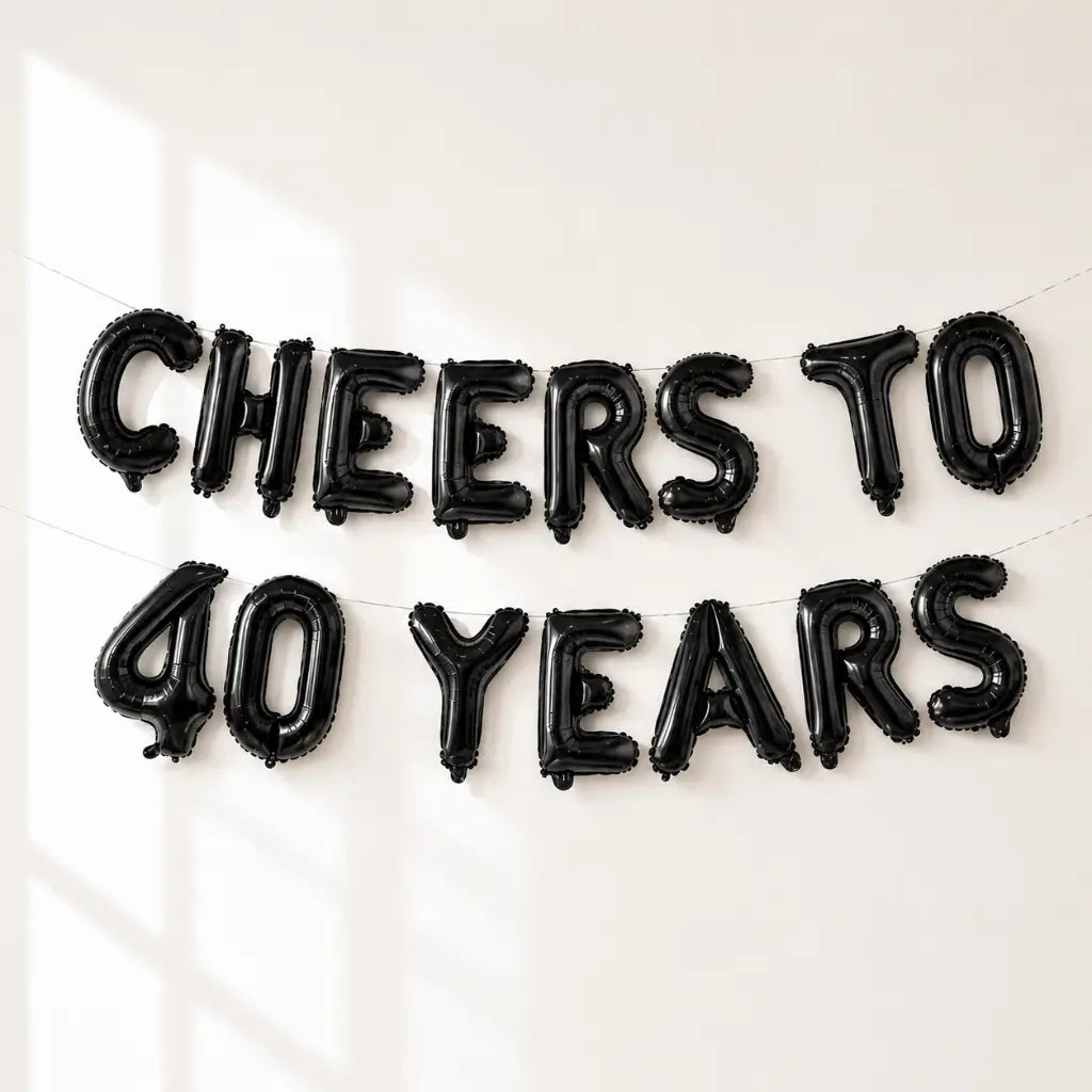 16-inch Black CHEERS TO 40 YEARS Foil Balloon Banner