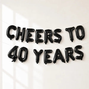 16-inch Black CHEERS TO 40 YEARS Foil Balloon Banner