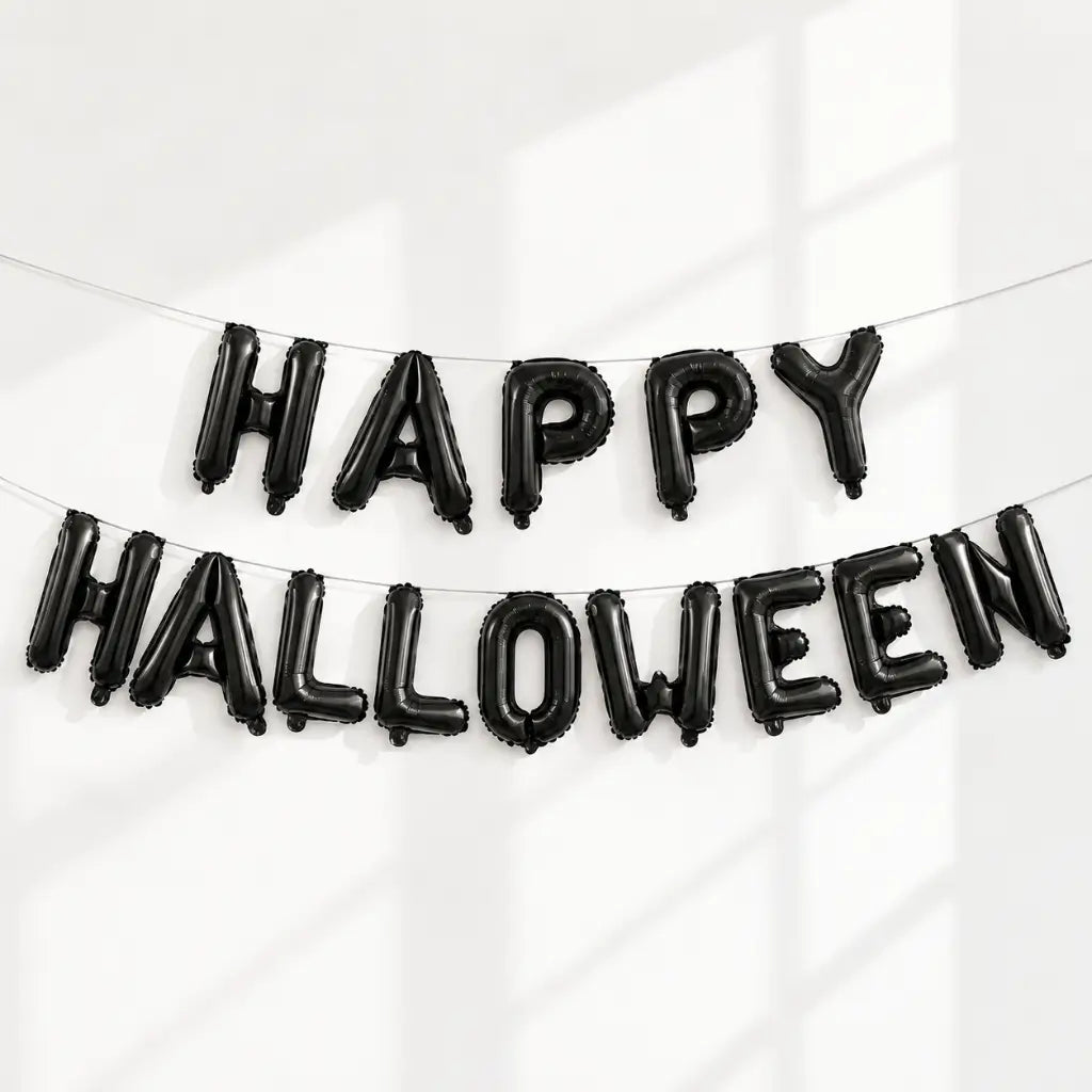 16-inch Black Happy Halloween Foil Balloon Banner