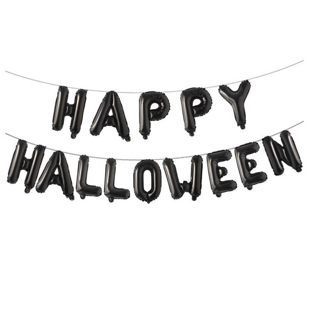 16-inch Black Happy Halloween Foil Balloon Banner
