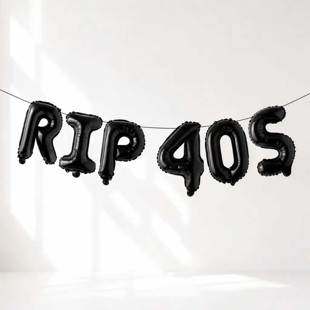 16-inch Black RIP 40S Birthday Foil Balloon Banner