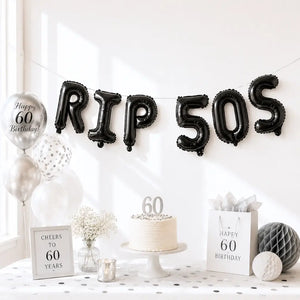 16-inch Black RIP 50S Birthday Foil Balloon Banner