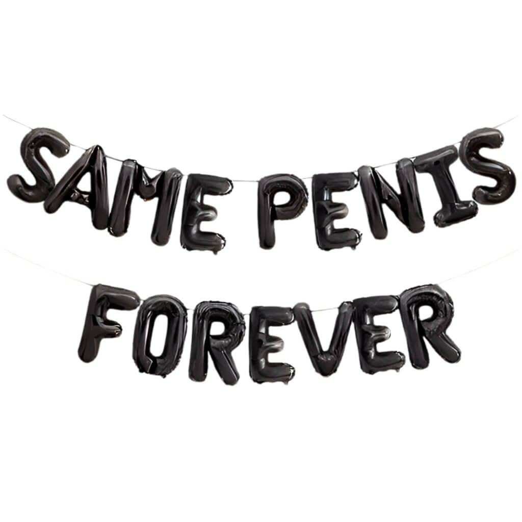 16-inch Black SAME PENIS FOREVER Foil Balloon Banner