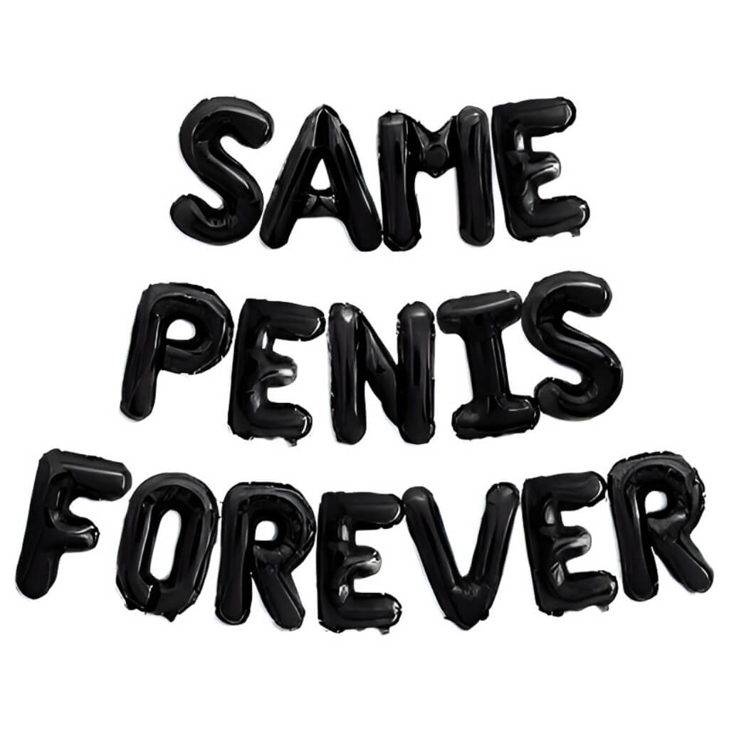 16-inch Black SAME PENIS FOREVER Foil Balloon Banner