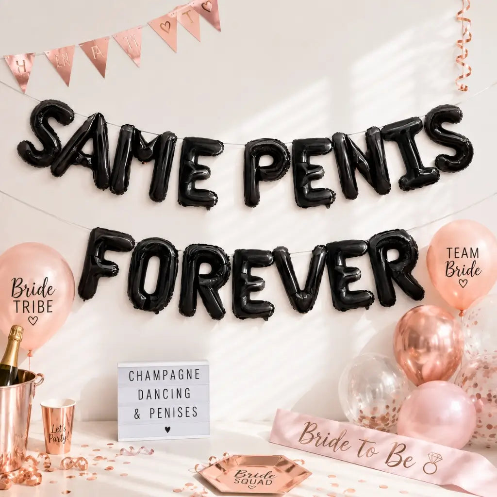 16-inch Black SAME PENIS FOREVER Foil Balloon Banner