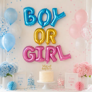 BOY OR GIRL Gender Reveal Balloon Bunting Banner