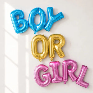 BOY OR GIRL Gender Reveal Balloon Bunting Banner