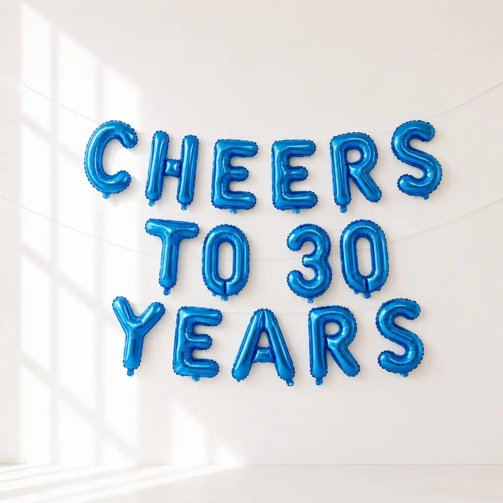 16-inch Blue CHEERS TO 30 YEARS Foil Balloon Banner
