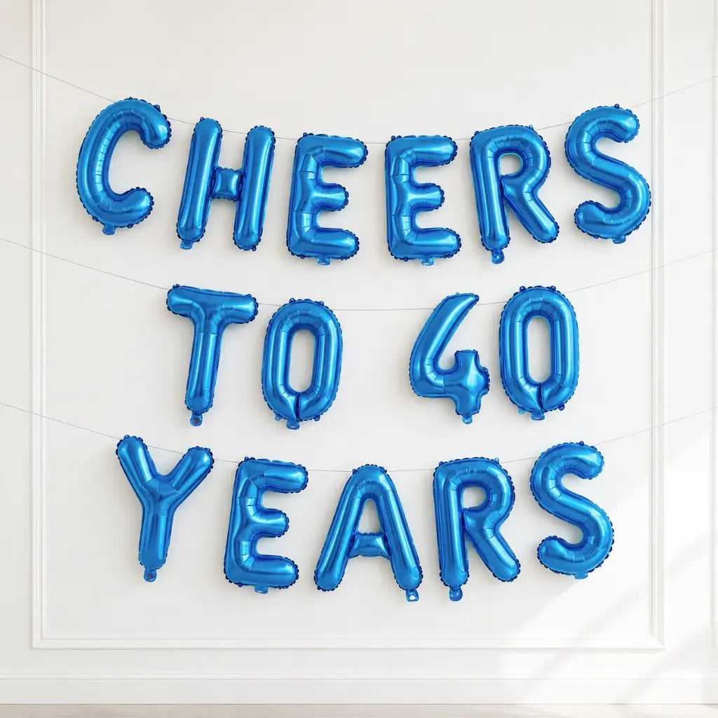 16-inch Blue CHEERS TO 40 YEARS Foil Balloon Banner
