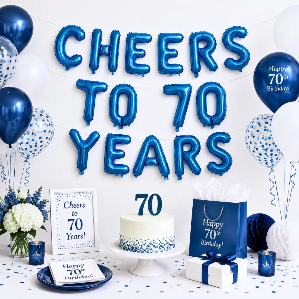 16" Blue CHEERS TO 70 YEARS Foi
