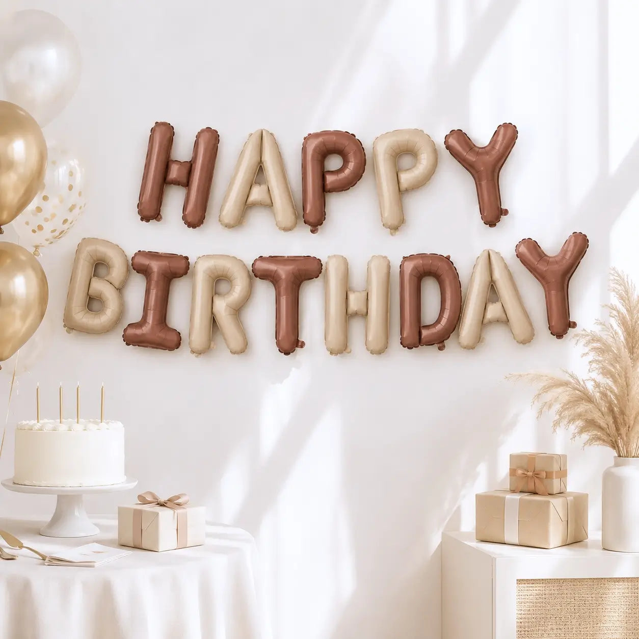 16in Caramel & Chocolate HAPPY BIRTHDAY Foil Balloon Banner