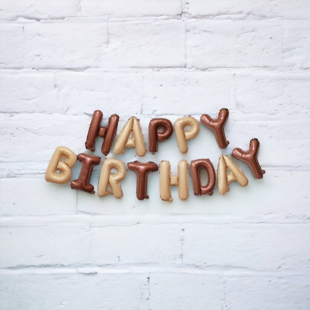 16in Caramel & Chocolate HAPPY BIRTHDAY Foil Balloon Banner