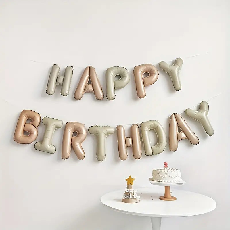 16in Caramel & Olive Green HAPPY BIRTHDAY Foil Balloon Banner