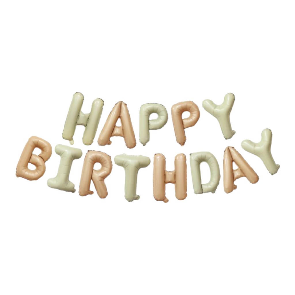 16in Caramel & Olive Green HAPPY BIRTHDAY Foil Balloon Banner