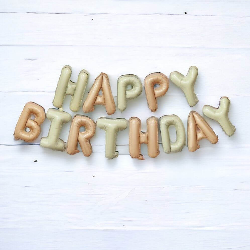 16in Caramel & Olive Green HAPPY BIRTHDAY Foil Balloon Banner