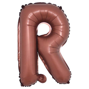 16-inch Chocolate Brown A-Z Alphabet Letter r Foil Balloon