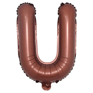 16-inch Chocolate Brown A-Z Alphabet Letter u Foil Balloon