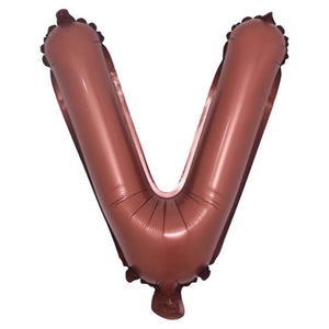 16-inch Chocolate Brown A-Z Alphabet Letter v Foil Balloon