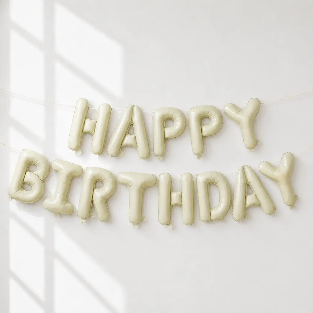 16-inch Cream HAPPY BIRTHDAY Balloon Banner