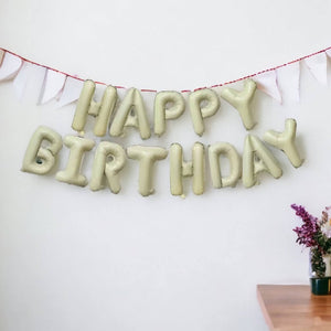 16in cream HAPPY BIRTHDAY Foil Balloon Banner