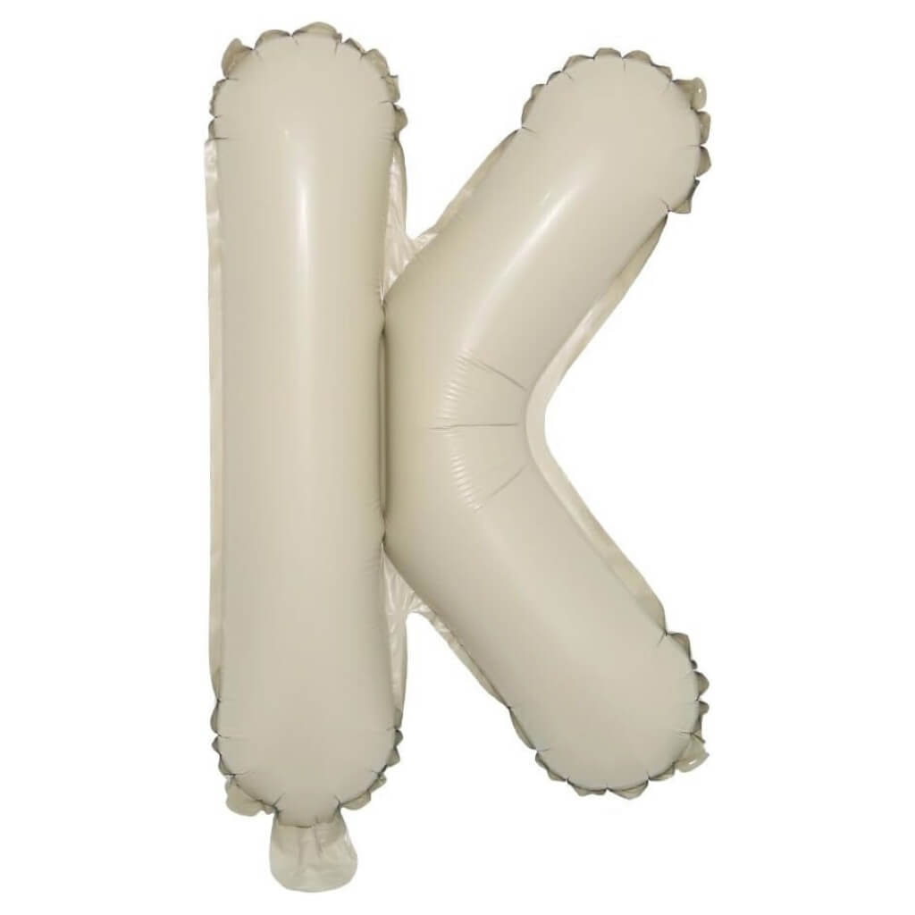 16-inch Cream A-Z Alphabet Letter k Foil Balloon