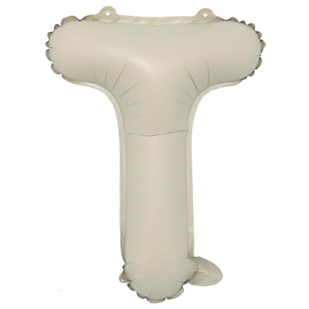 16-inch Cream A-Z Alphabet Letter t Foil Balloon