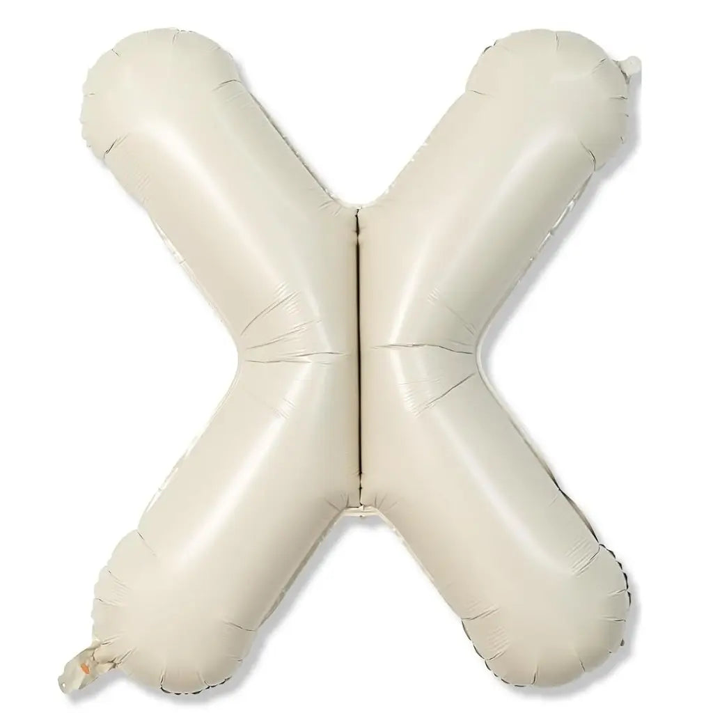16-inch Cream A-Z Alphabet Letter x Foil Balloon