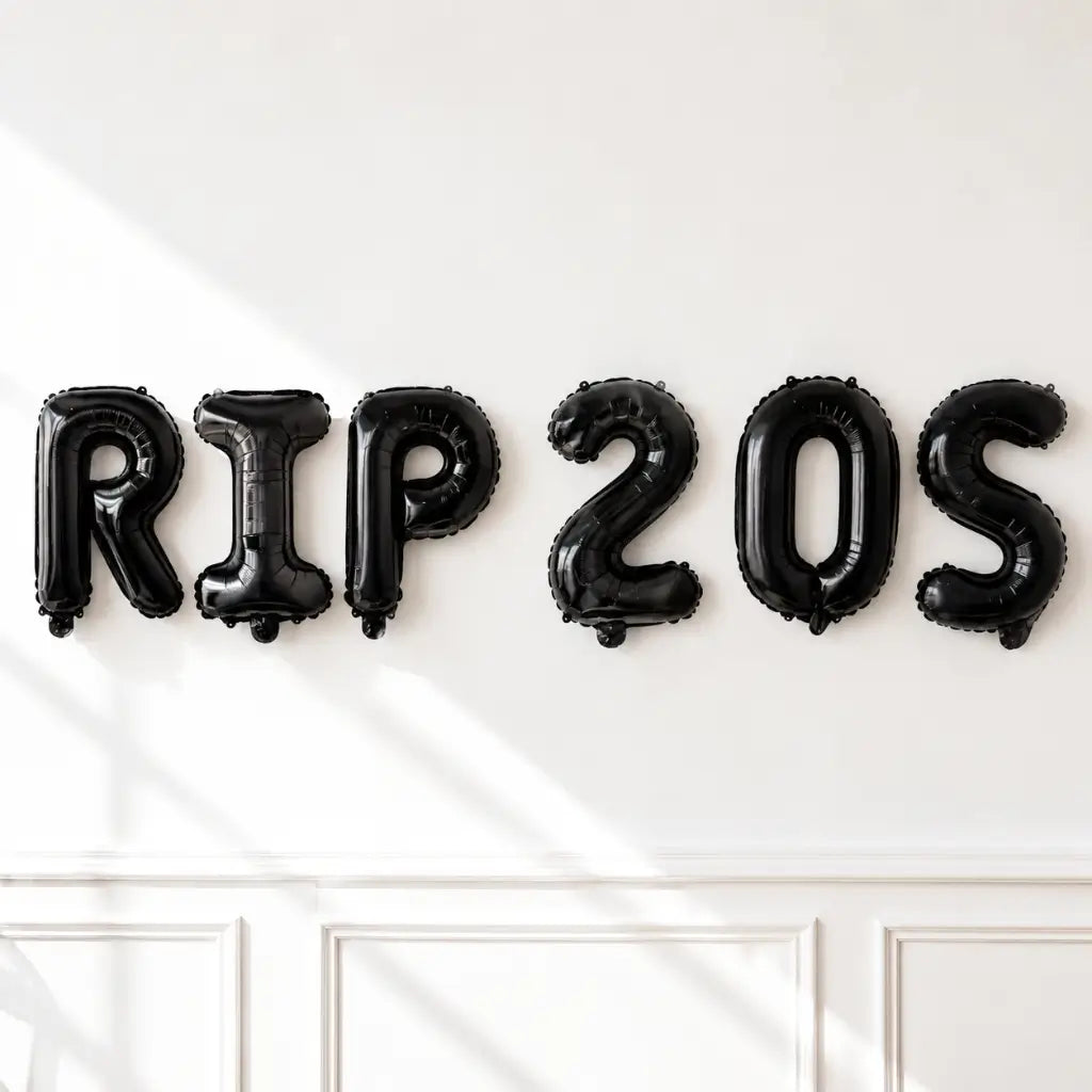 16-inch Black RIP 20S Foil Letter Balloon Banner