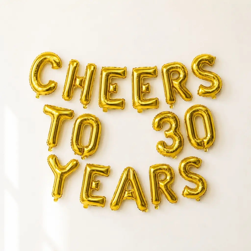 16-inch Gold CHEERS TO 30 YEARS Foil Balloon Banner