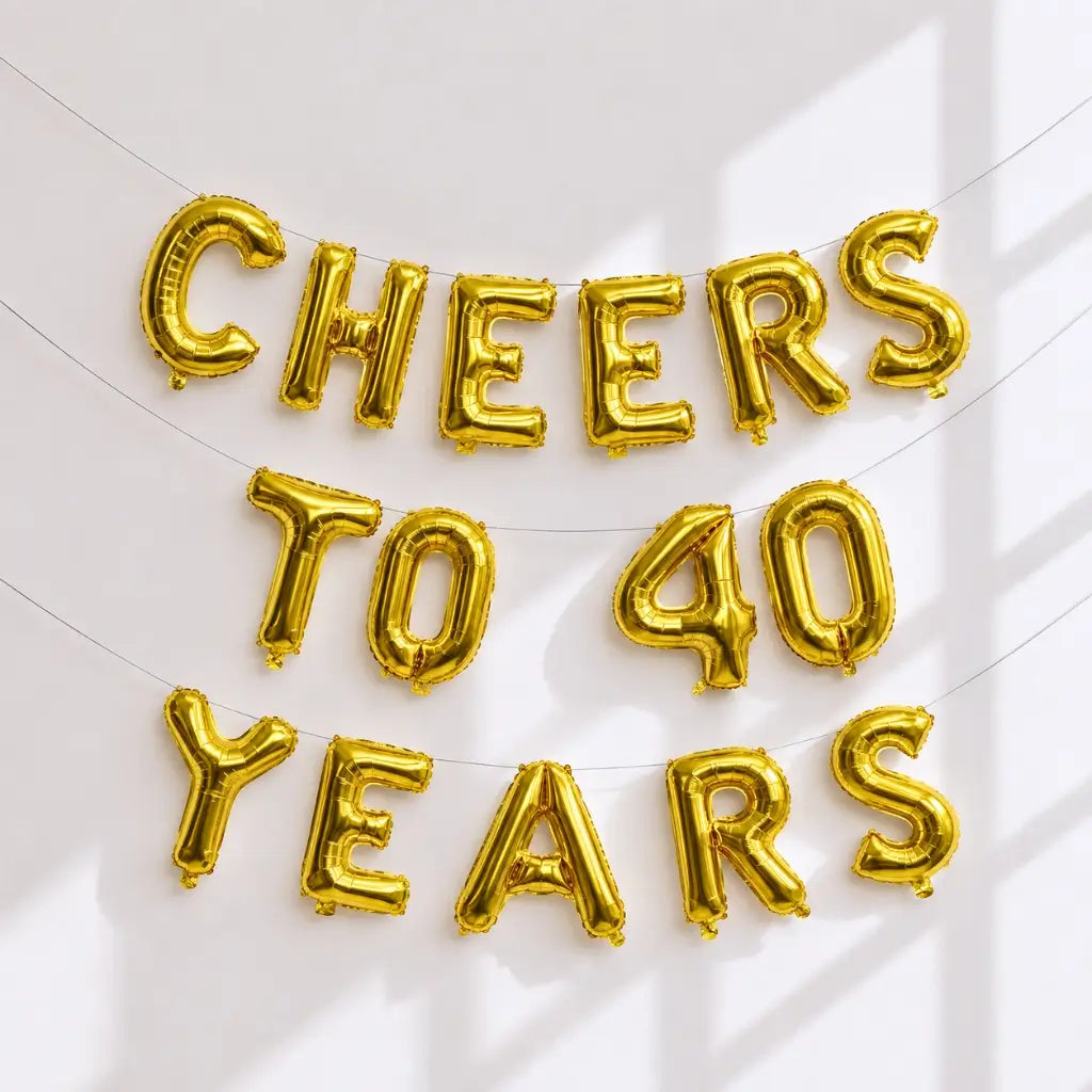 16-inch Gold CHEERS TO 40 YEARS Foil Balloon Banner