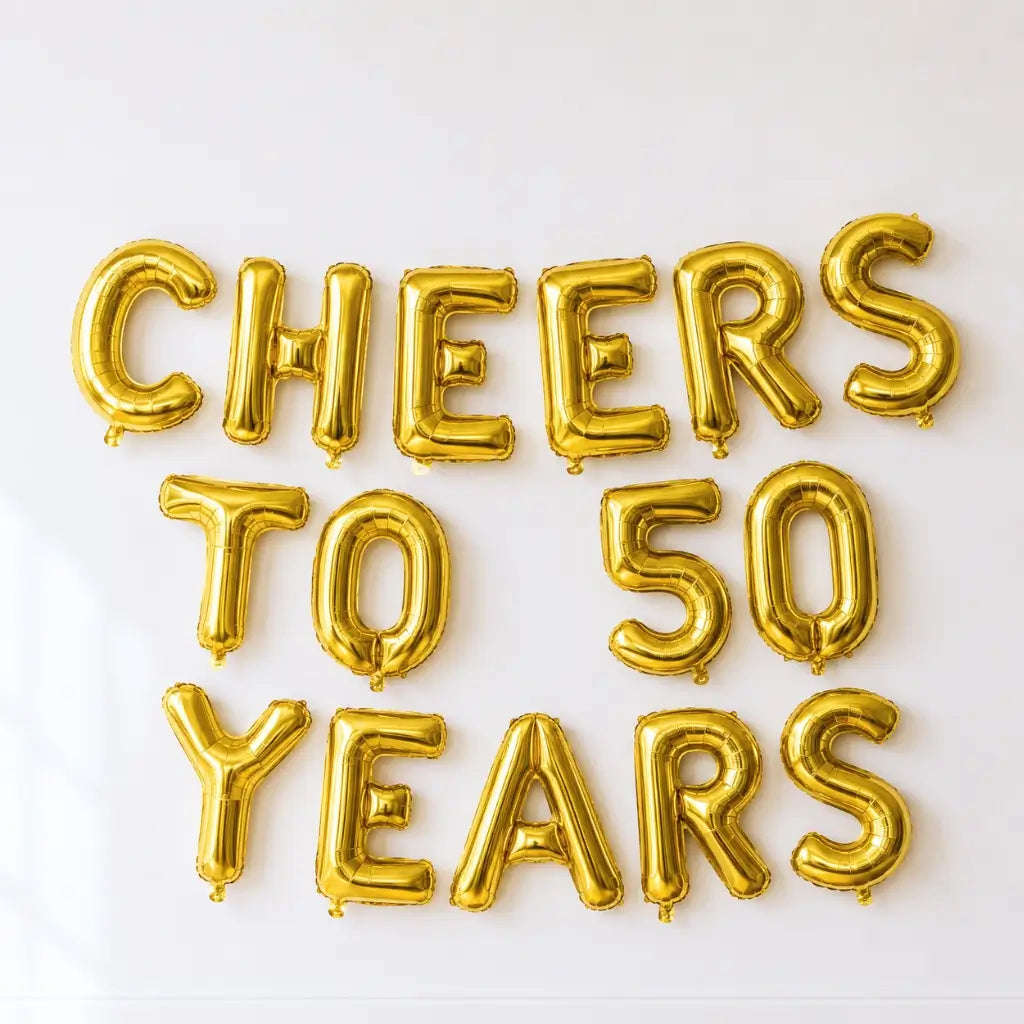 16-inch Gold CHEERS TO 50 YEARS Foil Balloon Banner