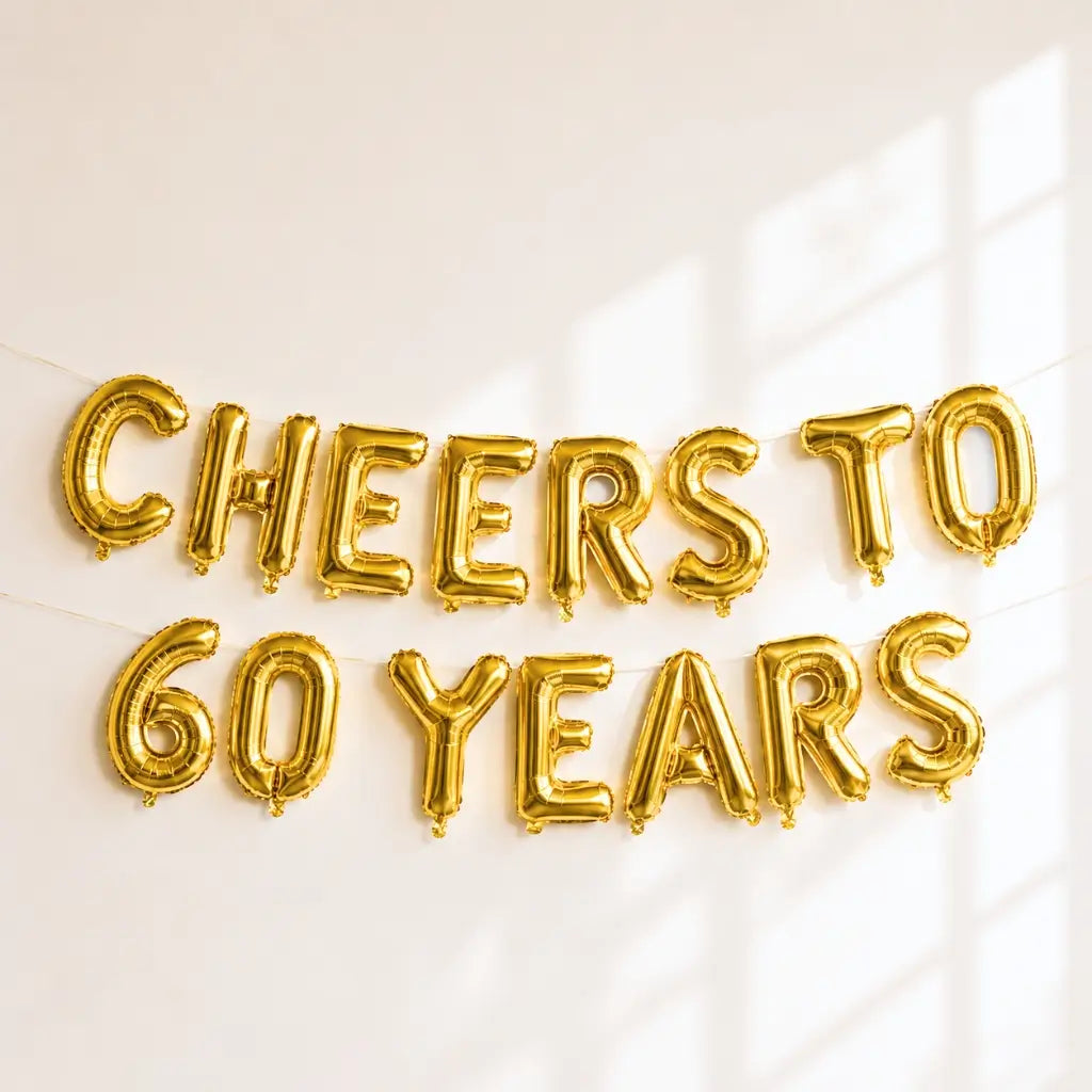 16-inch Gold CHEERS TO 60 YEARS Foil Balloon Banner