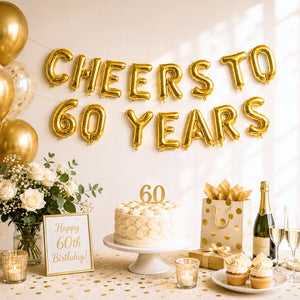 16-inch Gold CHEERS TO 60 YEARS Foil Balloon Banner