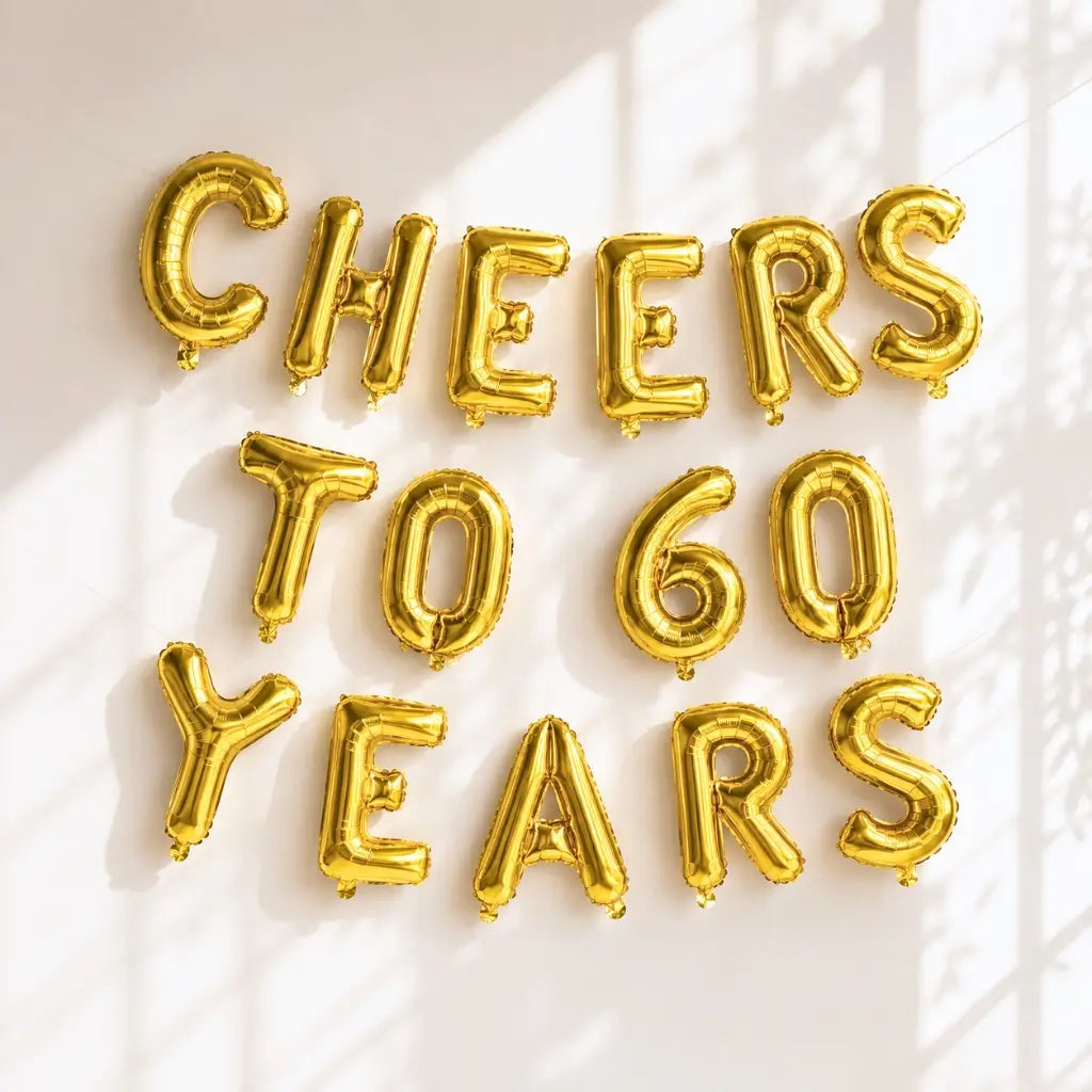 16-inch Gold CHEERS TO 60 YEARS Foil Balloon Banner