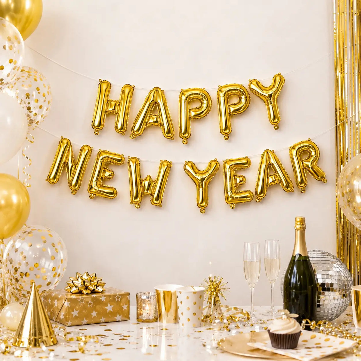 16-inch Gold HAPPY NEW YEAR Foil Balloon Banner