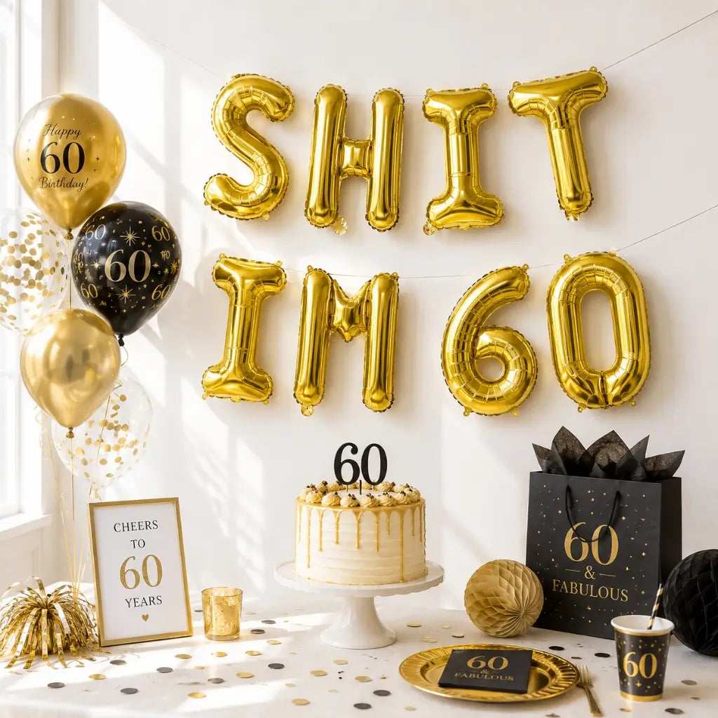 16-inch Gold SHIT IM 60 Foil Birthday Balloon Banner