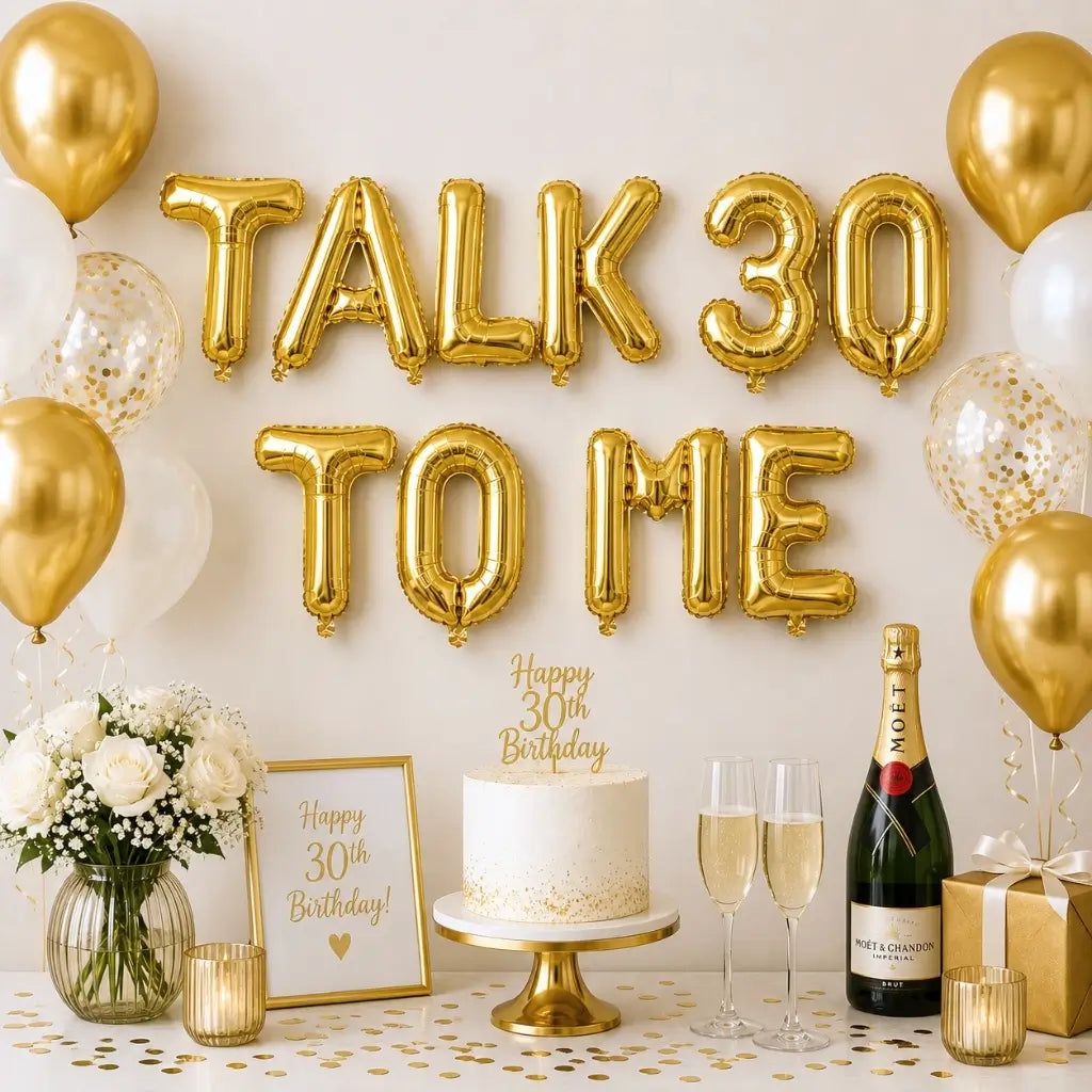 16-inch Gold TALK 30 TO ME Foil Balloon Banner