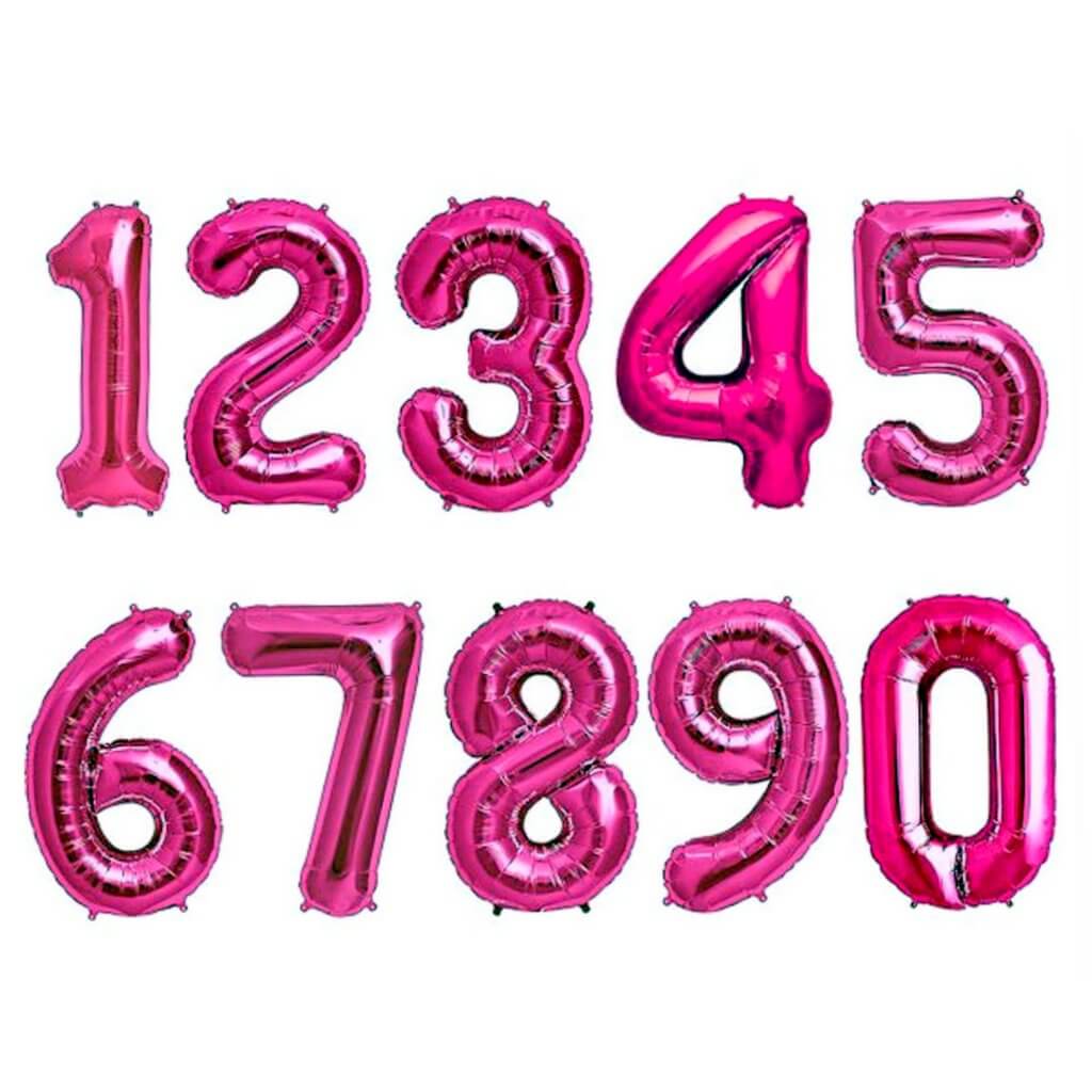 16" Hot Pink A-Z Alphabet Letter & 0-9 Number Foil Balloon