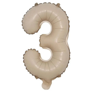 16-inch Matte Caramel Number 3 Foil Balloon