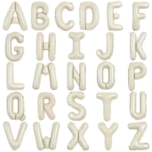 16-inch Matte Cream A-Z Alphabet Letter Shaped Foil Balloon.