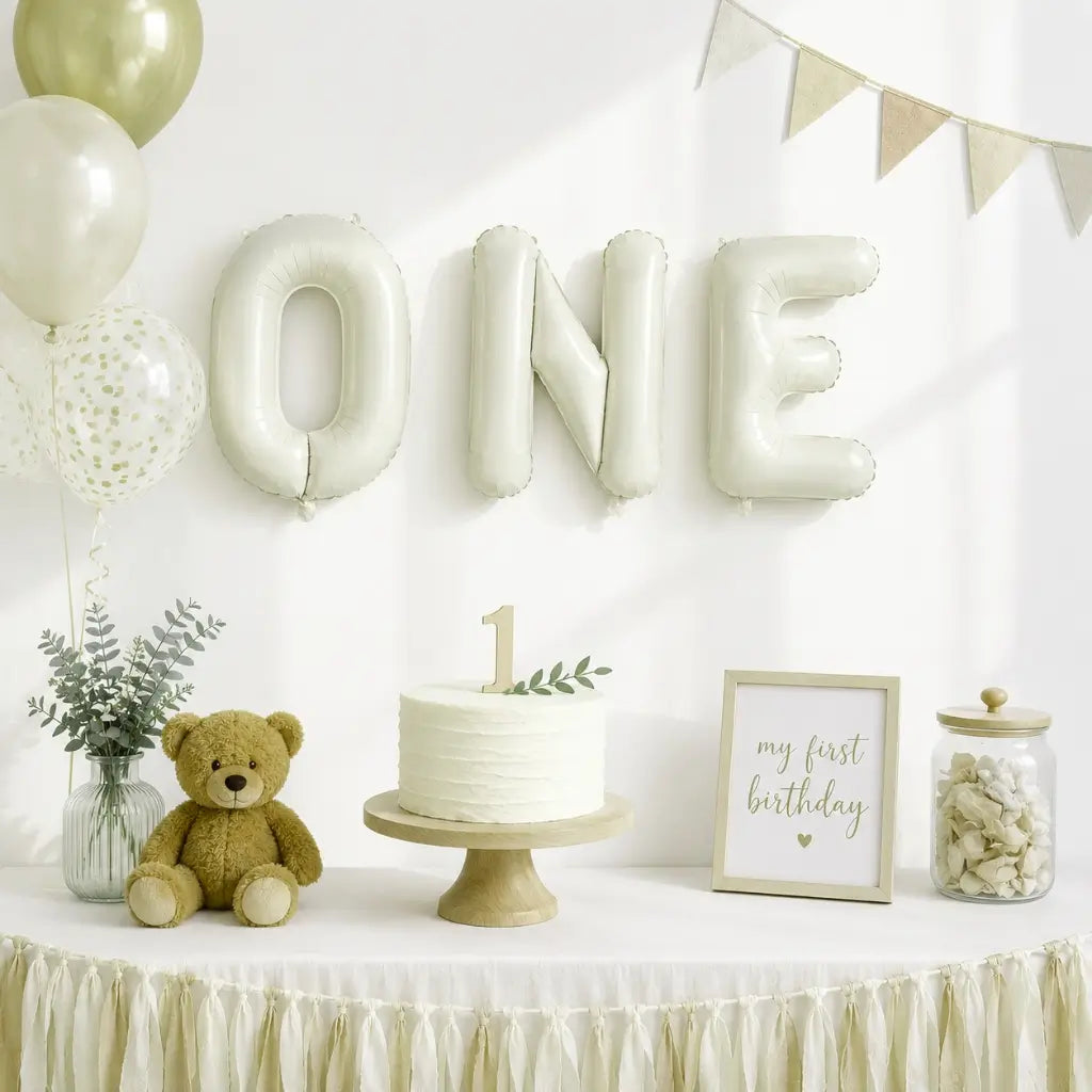 16-inch Cream ONE Foil Balloon Banner