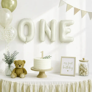 16-inch Cream ONE Foil Balloon Banner
