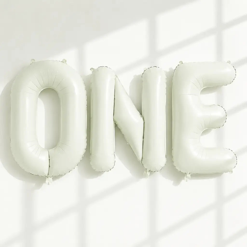 16-inch Cream ONE Foil Balloon Banner