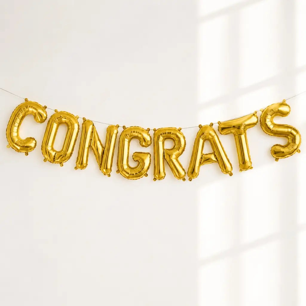 16-inch Gold CONGRATS Foil Balloon Banner