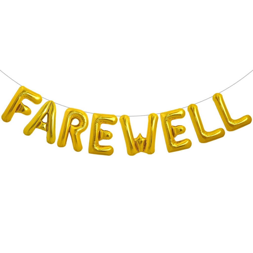 16-inch Gold FAREWELL Foil Letter Balloon Banner