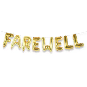 16in Gold FAREWELL Foil Letter Balloon Banner
