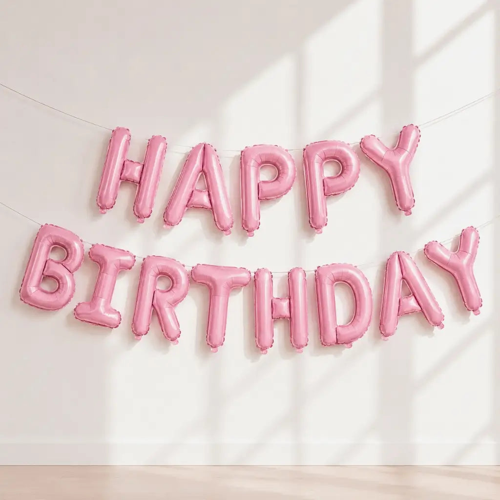 16-inch Pastel Pink HAPPY BIRTHDAY Foil Balloon Banner