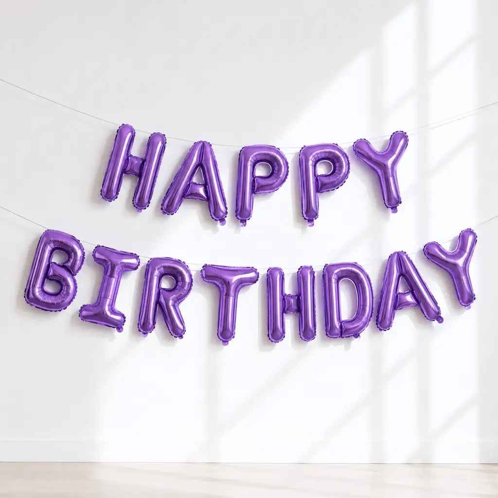 16-inch Purple HAPPY BIRTHDAY Foil Balloon Banner