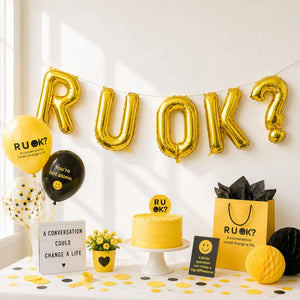 16-inch Gold R U OK? Foil Balloon Banner