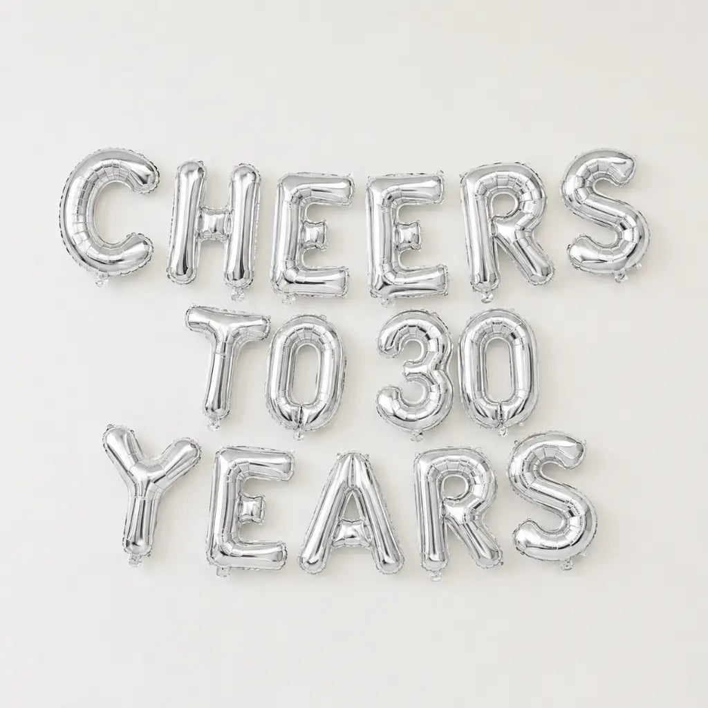 16-inch Silver CHEERS TO 30 YEARS Foil Balloon Banner